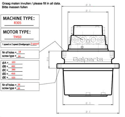 Hyundai R305 R335 R290-7 R300LC-9S Motor Perjalanan Hidraulik 31N8-40011