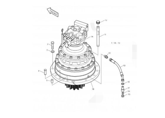 Red Excavator Hidrolik Merah Motor Ayun Surya 255LC-V DX255 401-00352
